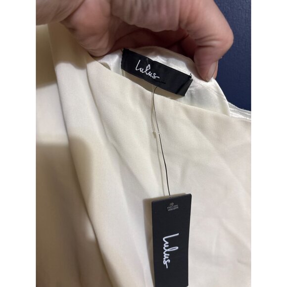 One-Shoulder Fringe Midi Dress In Ivory By Lulus -‎ S NEW - Picture 4 of 6